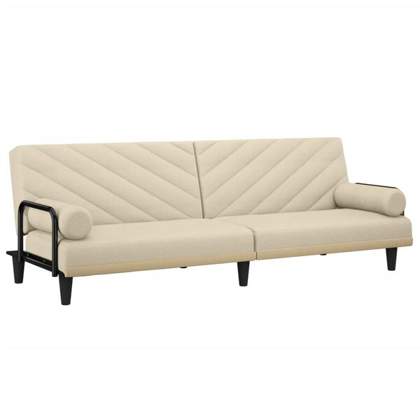 vidaXL Schlafsofa mit Armlehnen Creme Stoff