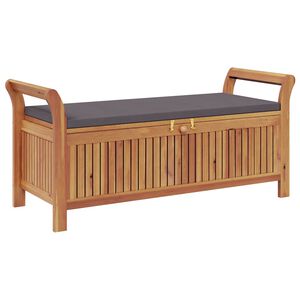 vidaXL Garten-Truhenbank mit Kissen 126 cm Massivholz Akazie