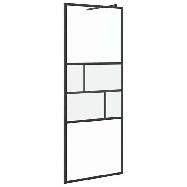 vidaXL Walk-in Duschwand Schwarz 80 x 195 x 0,5 cm Glas und Aluminium