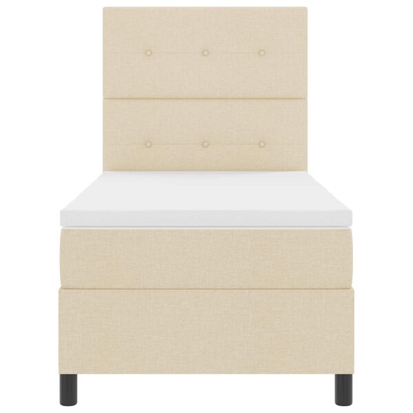 vidaXL Boxspringbett mit Matratze mit LED Creme 90 x 190 cm Stoff