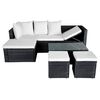 vidaXL 4-tlg. Garten-Lounge-Set mit Auflagen Poly Rattan Schwarz