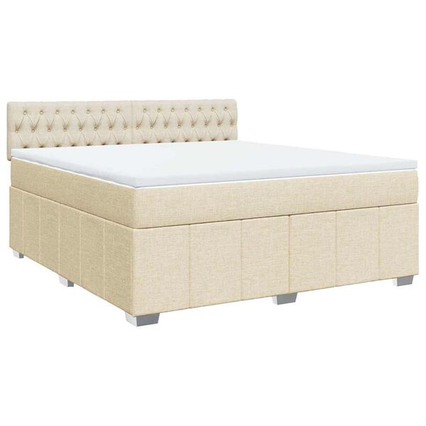 vidaXL Boxspringbett mit Matratze Creme 180x200 cm Stoff