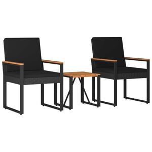 vidaXL Gartenm&ouml;bel Set 3 stk. Schwarz Poly-Rattan