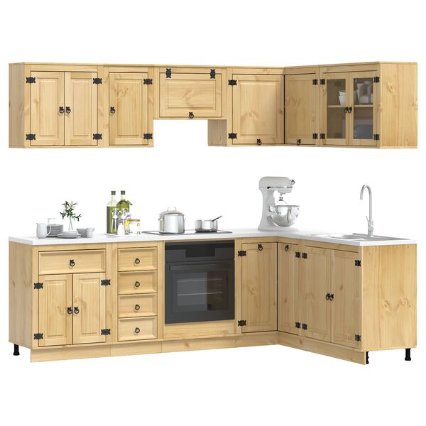 vidaXL Schrank mit Regal SKI 10 pcs Honigbraun Massives Kiefernholz