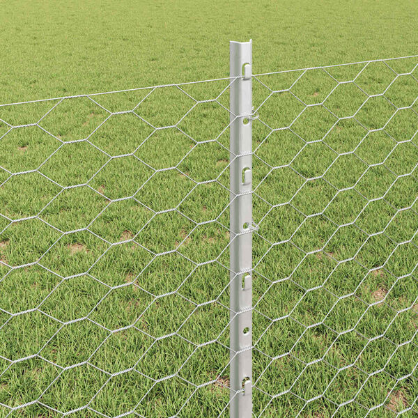 vidaXL Zaun mit Pfosten Silber 0,8 x 25 m Stahl