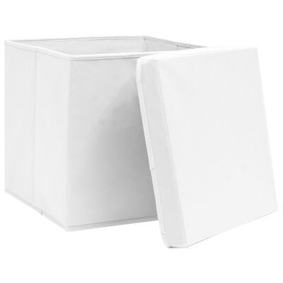 vidaXL Aufbewahrungsboxen mit Deckeln 10 Stk. Weiß 32x32x32 cm Stoff
