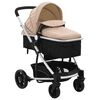 vidaXL 2-in-1 Buggy/Kinderwagen Taupe und Schwarz Aluminium