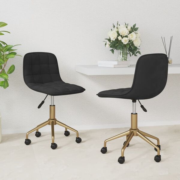 vidaXL Esszimmerst&uuml;hle 2 Stk. Drehbar Schwarz Samt