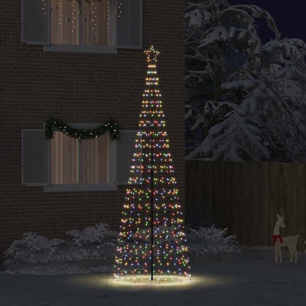 vidaXL LED Weihnachtsbaum mit Erdspie&szlig;en Mehrfarbig 400 cm Eisen