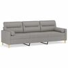 vidaXL 3-Sitzer-Sofa mit Kissen Hellgrau 210 cm Stoff