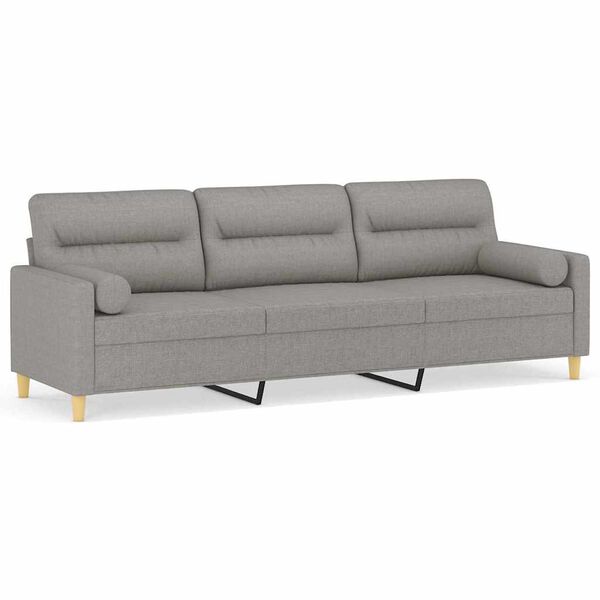 vidaXL 3-Sitzer-Sofa mit Kissen Hellgrau 210 cm Stoff