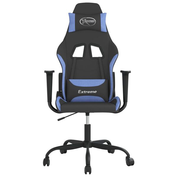 vidaXL Gaming-Stuhl mit Massagefunktion Schwarz und Blau Stoff