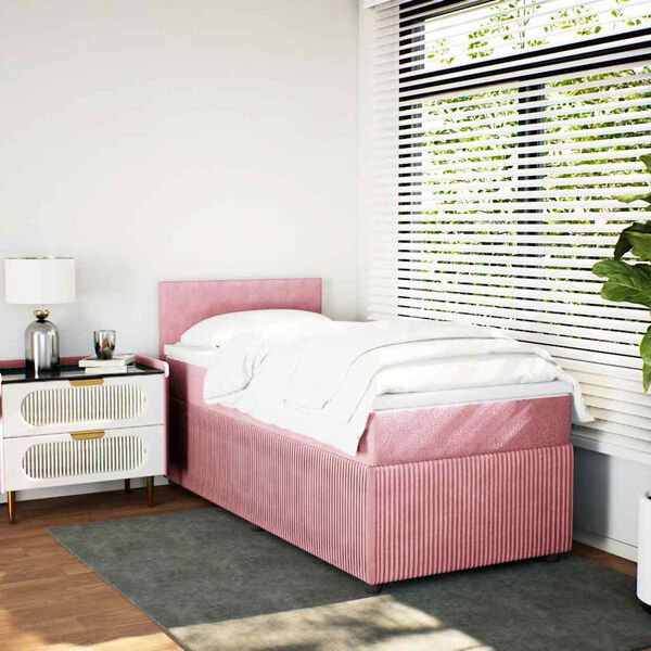 vidaXL Boxspringbett mit Matratze Rosa 80x200 cm Samt