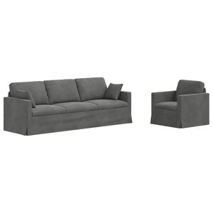 vidaXL Sofa Set 2 stk. Dunkelgrau Samt