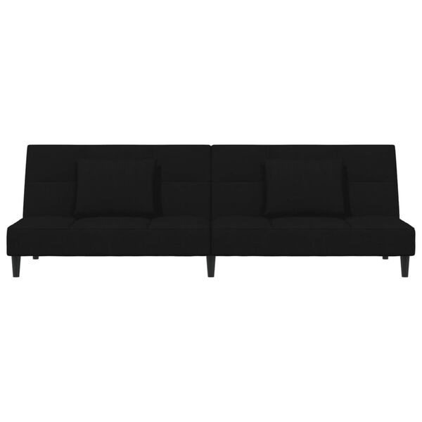 vidaXL Schlafsofa 2-Sitzer mit 2 Kissen Schwarz Samt