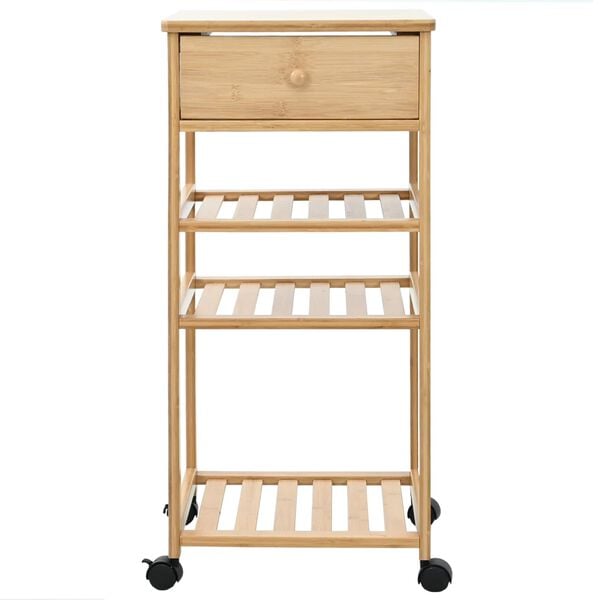 vidaXL K&uuml;chenwagen mit R&auml;dern Natur 37 x 36 x 80 cm Bambus