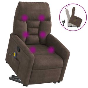 vidaXL Massagesessel mit Aufstehhilfe Braun Mikrofasergewebe