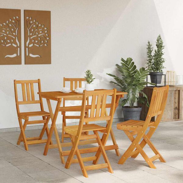 vidaXL Garten Bistro Set 5 pcs Braun Akazie Massivholz
