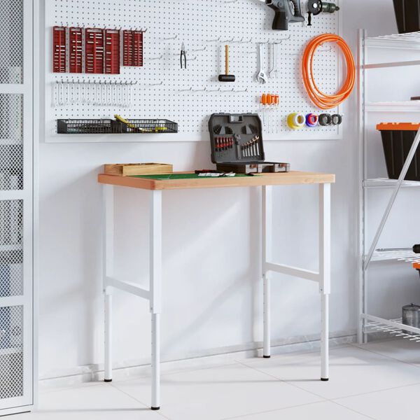 vidaXL Werkbank 100x60x(73-99,5) cm Massivholz Buche Rechteckig