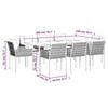 vidaXL 9-tlg. Garten-Essgruppe mit Kissen Poly Rattan und Stahl