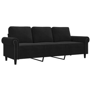 vidaXL 3-Sitzer-Sofa Schwarz 180 cm Samt