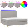 vidaXL Boxspringbett mit Matratze & LED Hellgrau 160x200 cm Stoff