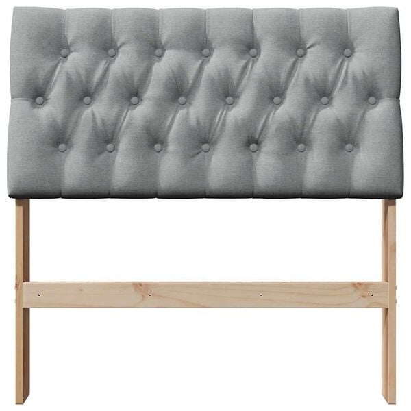 vidaXL Gepolstertes Kopfteil Hellgrau 90 cm Massives Kiefernholz