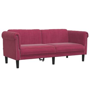 vidaXL Sofa 2-Sitzer Weinrot Samt