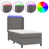 vidaXL Boxspringbett mit Matratze & LED Grau 100x200 cm Kunstleder