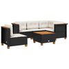 vidaXL 6-tlg. Garten-Sofagarnitur mit Kissen Schwarz Poly Rattan