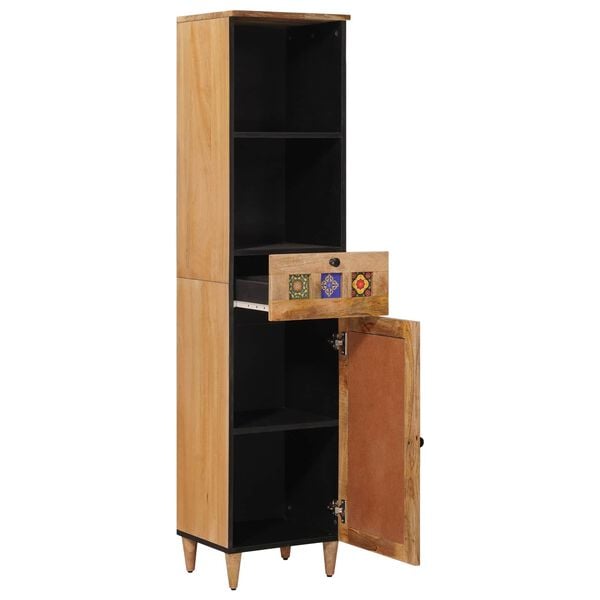 vidaXL Badezimmerschrank Natur 38 x 33 x 160 cm Massivholz Mango