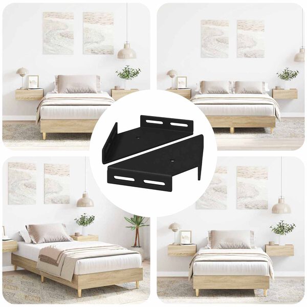 vidaXL Eckhalter 2 pcs Schwarz 138,5 x 50,5 x 16 mm Eisen