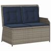 vidaXL Gartenbank mit Kissen Grau und Marineblau Poly-Rattan