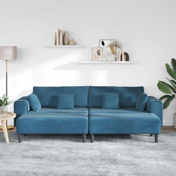 vidaXL Sofa 3 pcs Blau 250 x 188 x 76 cm Samt