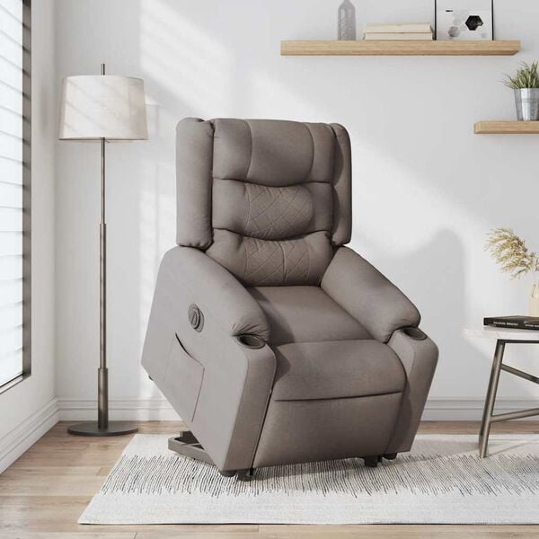 vidaXL Relaxsessel mit Aufstehhilfe Elektrisch Taupe Stoff