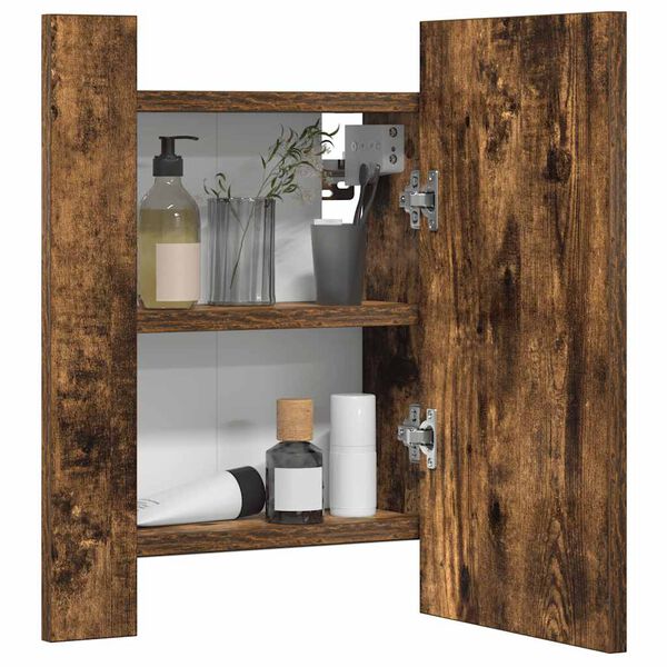 vidaXL LED-Spiegelschrank Räuchereiche 40x12x45 cm Holzwerkstoff