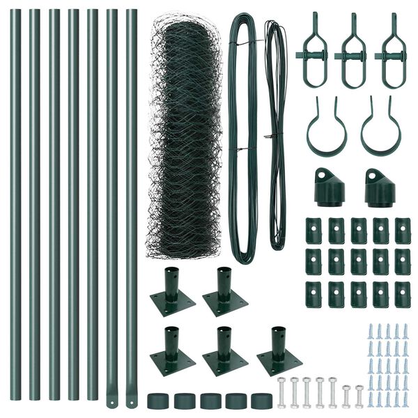 vidaXL Zaunpfosten Gr&uuml;n 10 x 0,5 m (50 mm Maschen) Stahl und PVC
