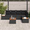 vidaXL Garten-Sofa-Set mit Kissen 6 pcs Schwarz Poly Rattan