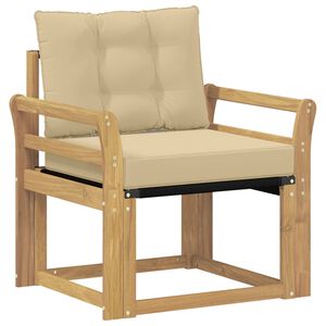 vidaXL Outdoor-Sofa Massives Akazienholz und Textilene Wei&szlig;