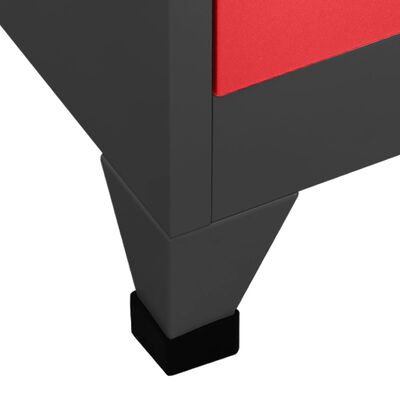 vidaXL Schließfachschrank Anthrazit und Rot 90x45x180 cm Stahl