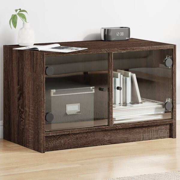 vidaXL TV-Schrank mit Glast&uuml;ren Braun Eichen-Optik 68x37x42 cm