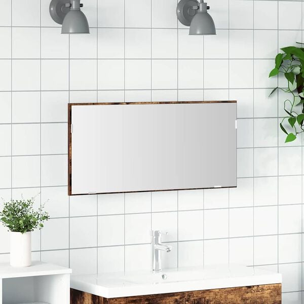 vidaXL Spiegel Wandmontiert Braun 80 x 37 cm Glas und engineered Holz