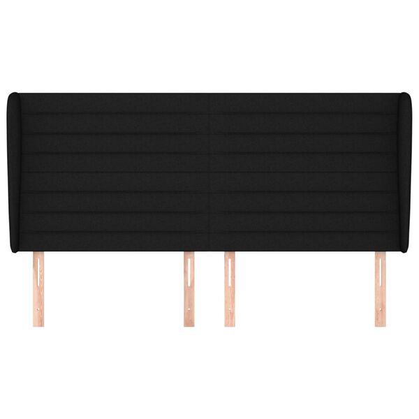 vidaXL Kopfteil mit Ohren Schwarz 203x23x118/128 cm Stoff