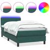 vidaXL Boxspringbett mit Matratze & LED Dunkelgr&uuml;n 80x210 cm Samt