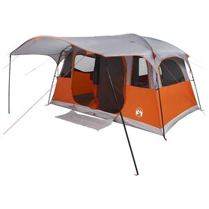 vidaXL Tunnelzelt 10 Personen Grau und Orange Polyester und Stahl