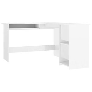 vidaXL Eckschreibtisch in L-Form Hochglanz-Wei&szlig; 120x140x75 cm