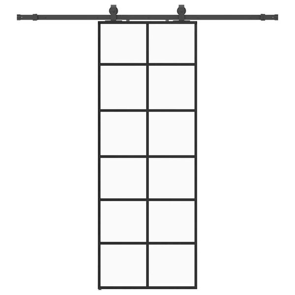 vidaXL Schiebet&uuml;r mit Beschlag Schwarz 76x205 cm ESG-Glas