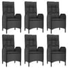 vidaXL 7-tlg. Garten-Essgruppe mit Kissen Schwarz Poly Rattan