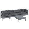 vidaXL 5-tlg. Garten-Lounge-Set mit Kissen Kiefer Massivholz