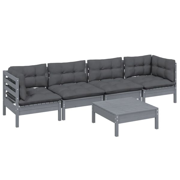 vidaXL 5-tlg. Garten-Lounge-Set mit Kissen Kiefer Massivholz